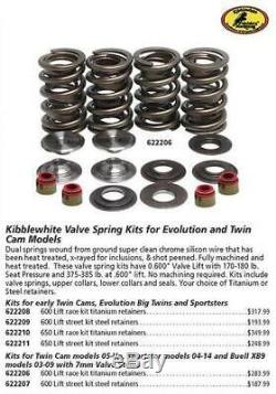 650 Lift Titanium Valve Spring Kit by Kibblewhite Harley Evo Big Twin Sportster