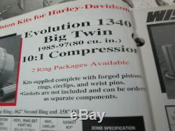 85-98 Harley Davidson Evolution EVO Big Twin 1340 Wiseco Piston Kit 101 (+0.10)