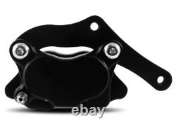 DNA Black Left Side 4 Four Piston Front Brake Caliper Kit with Bracket Evo Harley