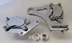 Dna Chrome 4-piston Front & Rear Brake Caliper Kit For 87-99 Softail Evo Harley