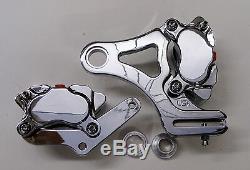 Dna Chrome 4-piston Front & Rear Brake Caliper Kit For 87-99 Softail Evo Harley