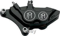 Performance Machine Black Contrast 11.5 Front 4 Piston Caliper Left Harley EVO