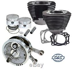 S&S 91-7661 3-5/8 Big Bore 96 Sidewinder Kit Harley 84-99 Evo Stock Heads Blk