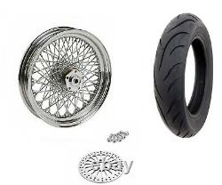 Ultima 16 x 3 Chrome 80 Spoke Rear Wheel Tire Package Kit BW Harley Evo 84-99